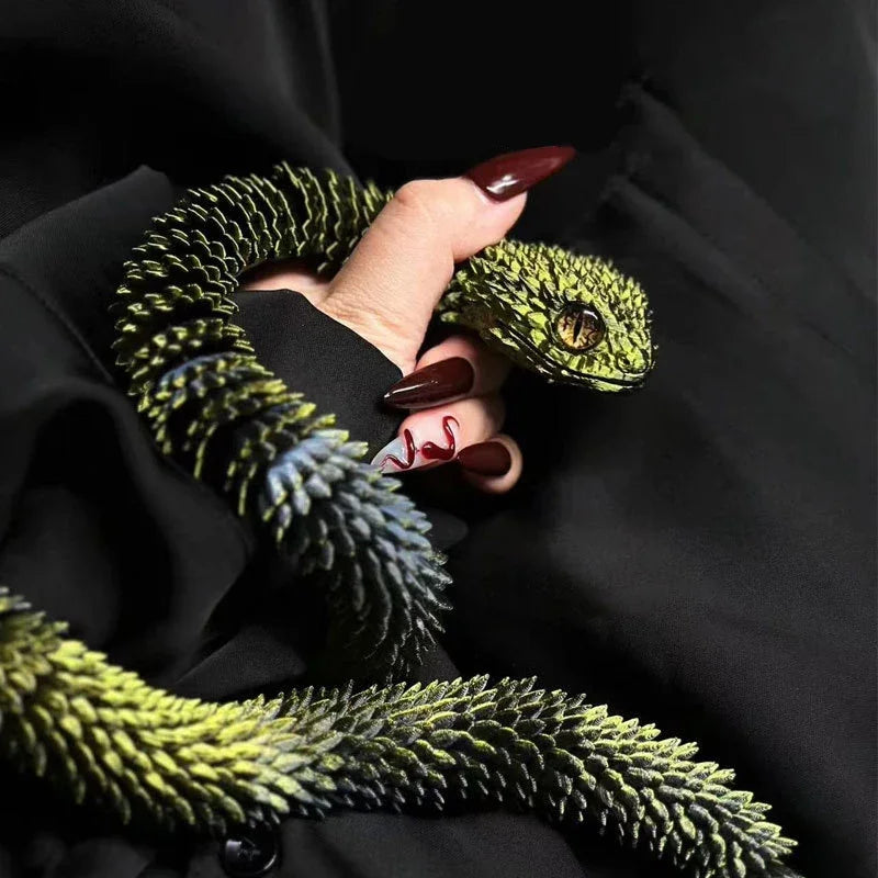 Rotatable 3D Printed Snake Articulated Animal Model for Desk Decor and Kids Gift