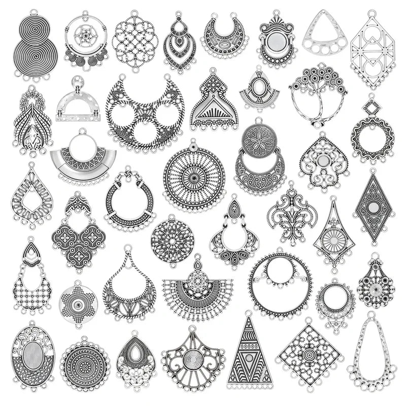 Vintage Geometric Charm Connectors for Jewelry Making - 5pcs