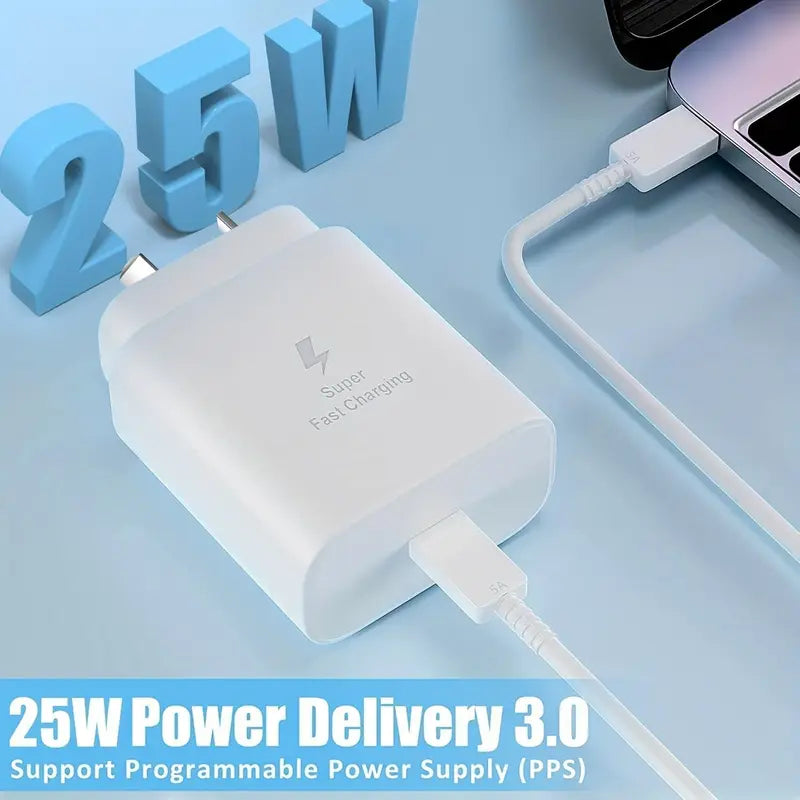 USB C Wall Charger 25W for Samsung Galaxy S24/S23/S22 - Fast Charging Adapter