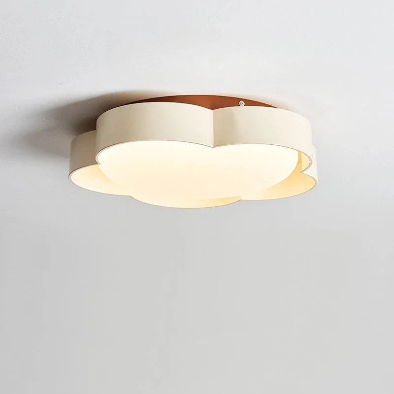 Retro Flower Shaped Ceiling Light - Ultra-Thin Wood Grain Walnut Indoor Home Decor