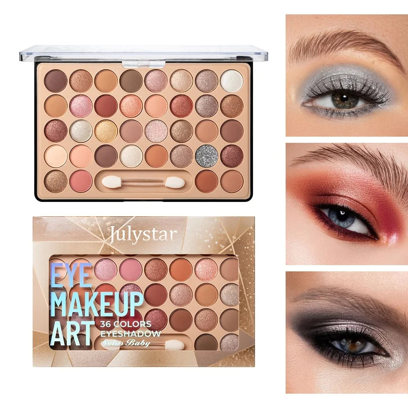 36-Shade Glitter Pearl Eyeshadow Palette for Stage & Party Makeup - Multi-Use