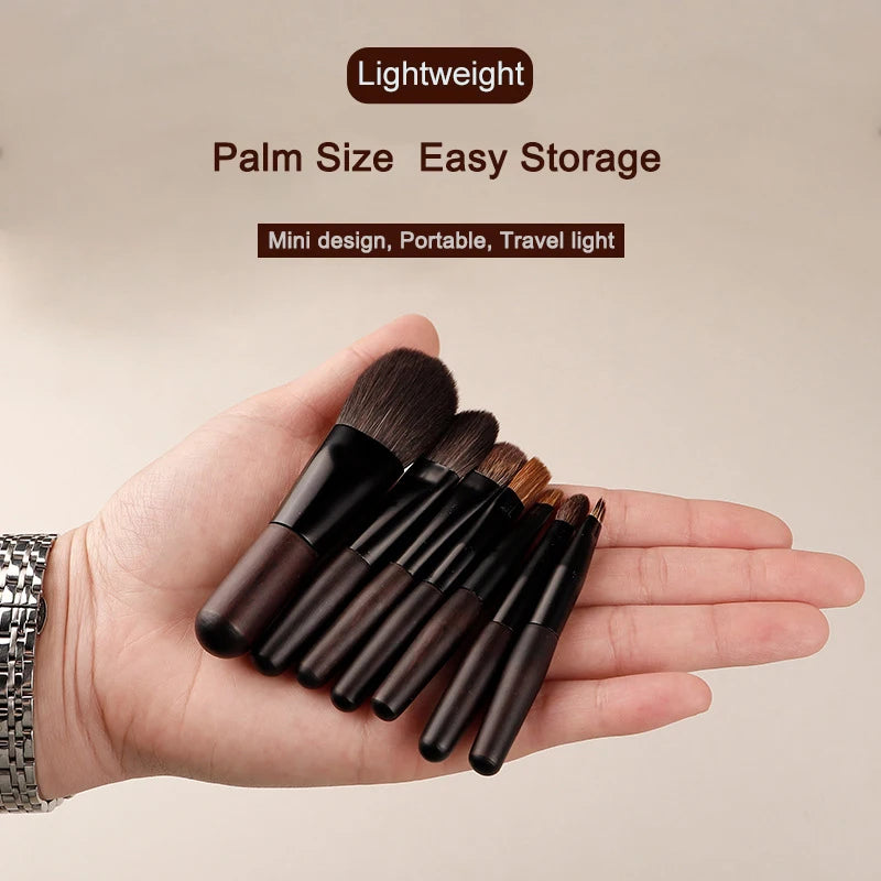 Mini Makeup Brush Set for Face Eyeshadow Foundation Concealer - Soft Animal & Fiber Hair