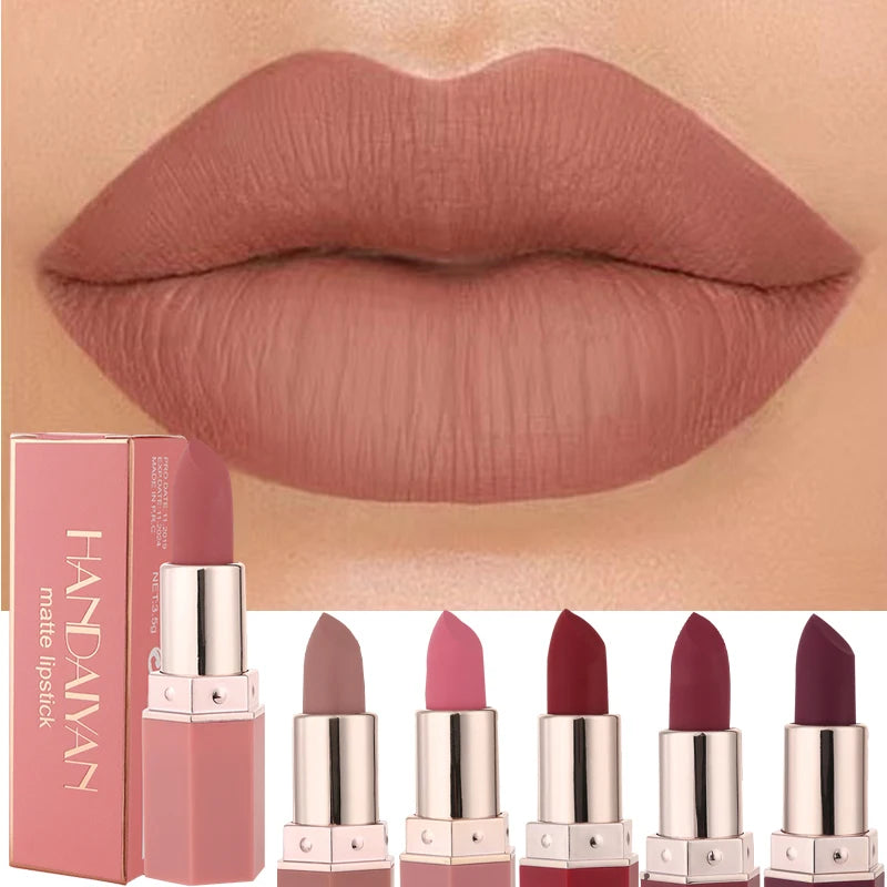 Matte Waterproof Lipstick Set - Long Lasting Nude & Red Shades for Women