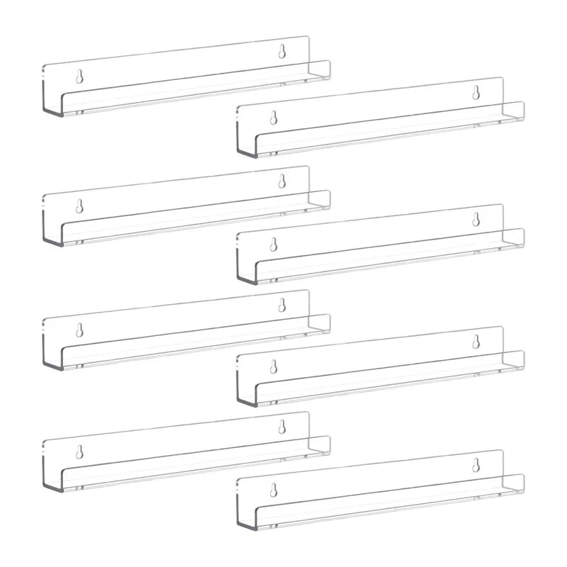 Wall-Mounted Transparent Acrylic Display Shelf for Books, Photos, Bottles, and Decor