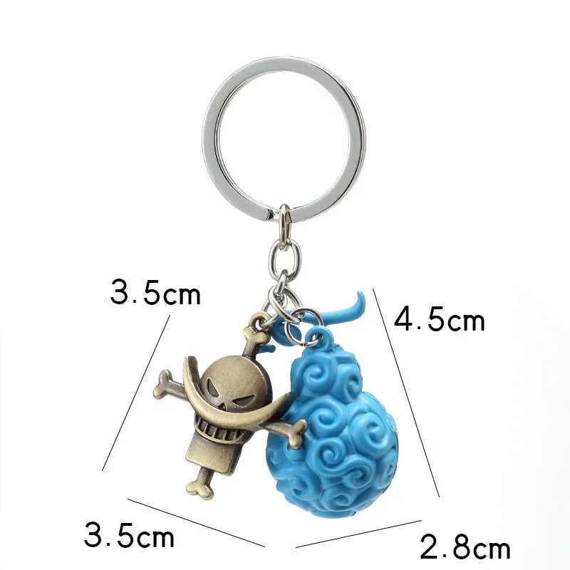Anime One Piece Metal Keychain Luffy Ace Law Devil Fruit Pendant Keyring Gift