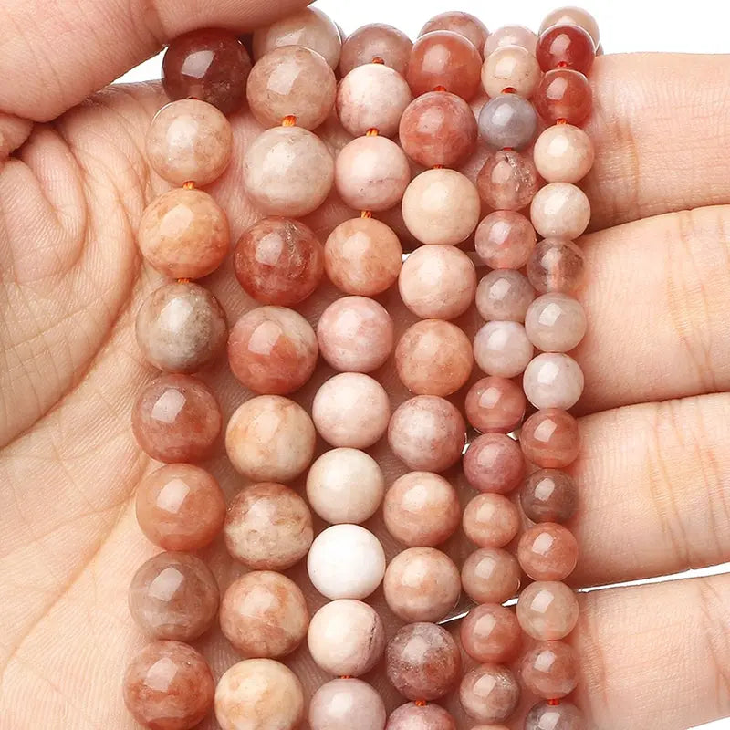 Natural Stone Sunstone Beads - 6/8/10mm Smooth Round Spacer Beads for Jewelry Making