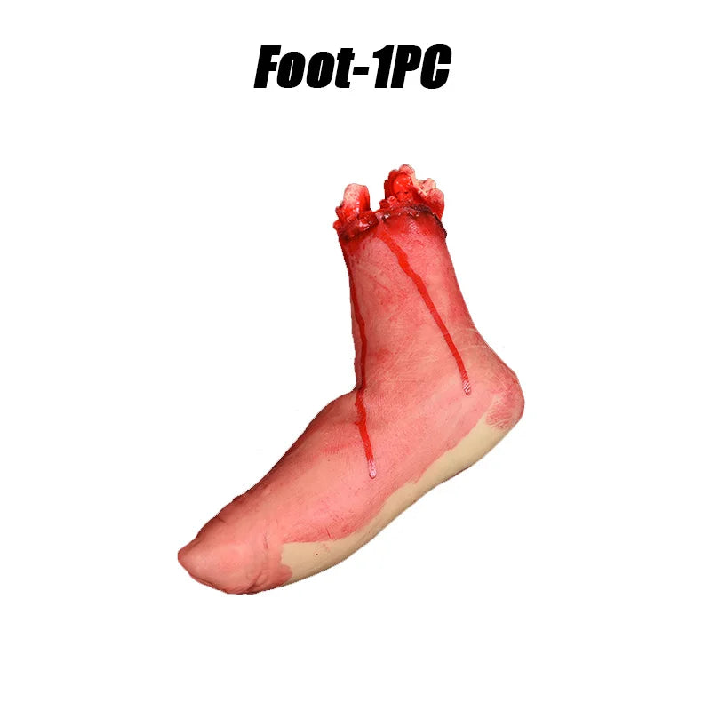 Halloween Bloody Body Parts Decor Set - Fake Hands Legs Arms Brain Heart Horror Props