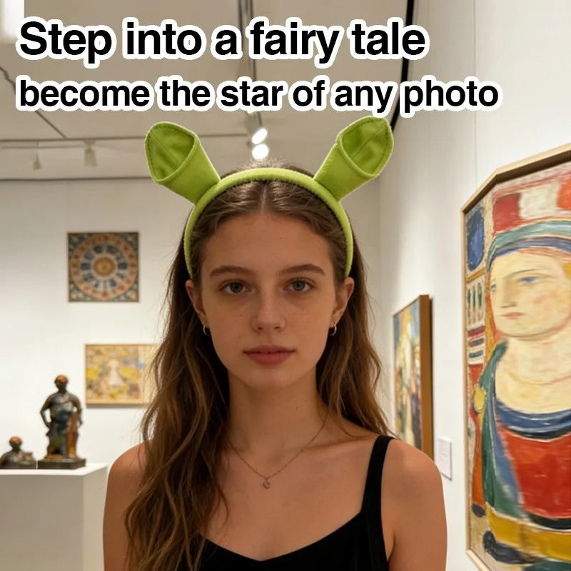 Cute Halloween Shrek Headband for Women - Cartoon Costume Hair Accessory