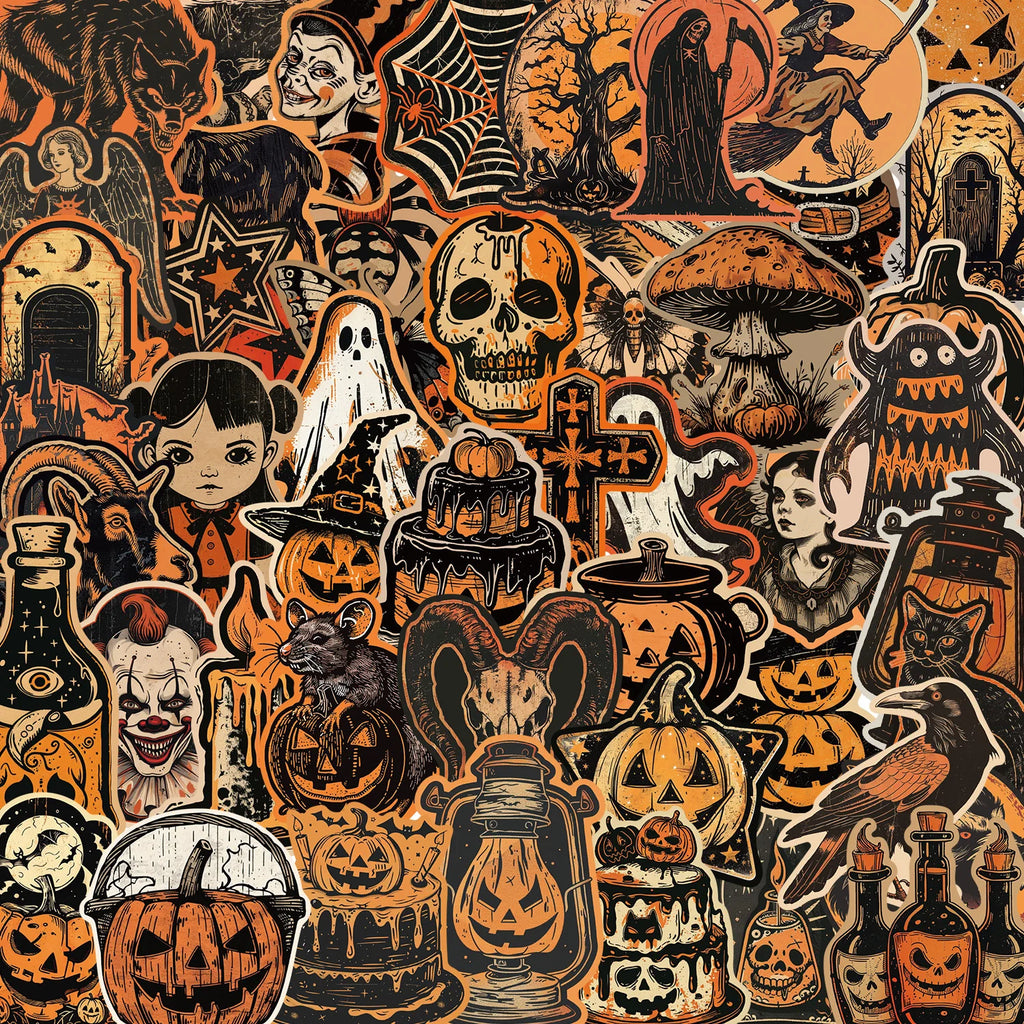 50PCS Waterproof Halloween Graffiti Stickers for Phones Bikes Walls Scrapbooks