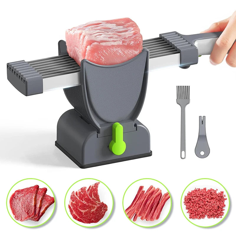 Manual Meat Slicer with Adjustable Thickness - Stainless Steel Jerky Cutter