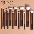 13-Piece Makeup Brush Set with Dense Bristles & Aluminum Handles - Suitable for All Skin Types