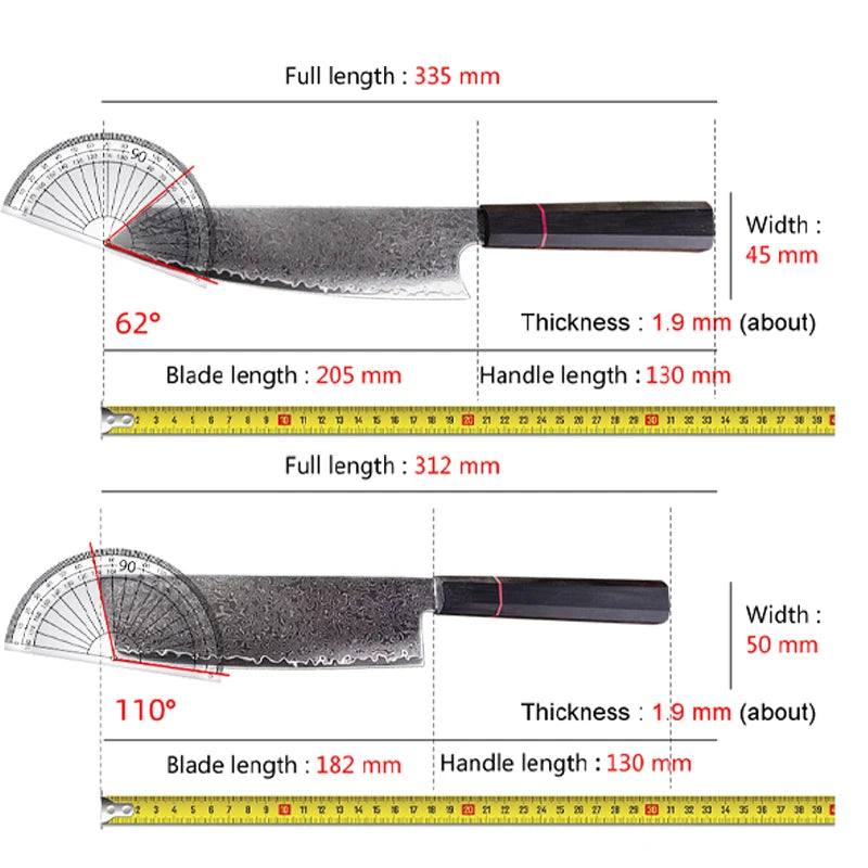 Damascus Steel Chef Knife Set - Professional VG10 Japanese Kitchen Knives for Food Preparation