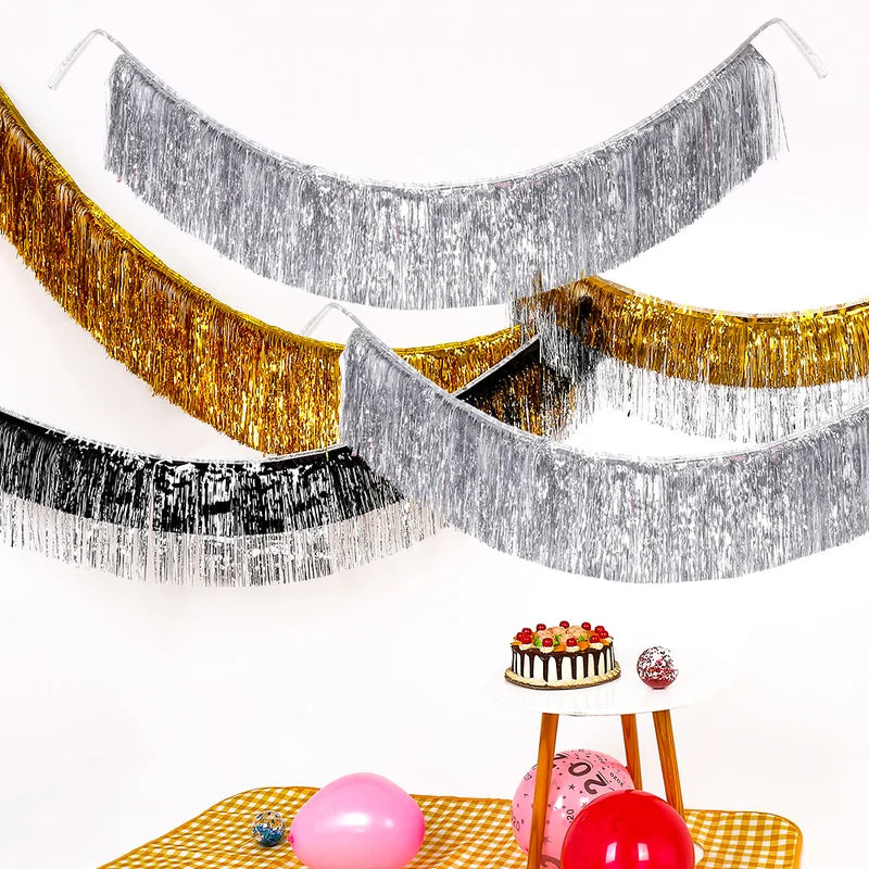 Foil Fringe Tinsel Garland - 2M Birthday Wedding Holiday Wall Decor