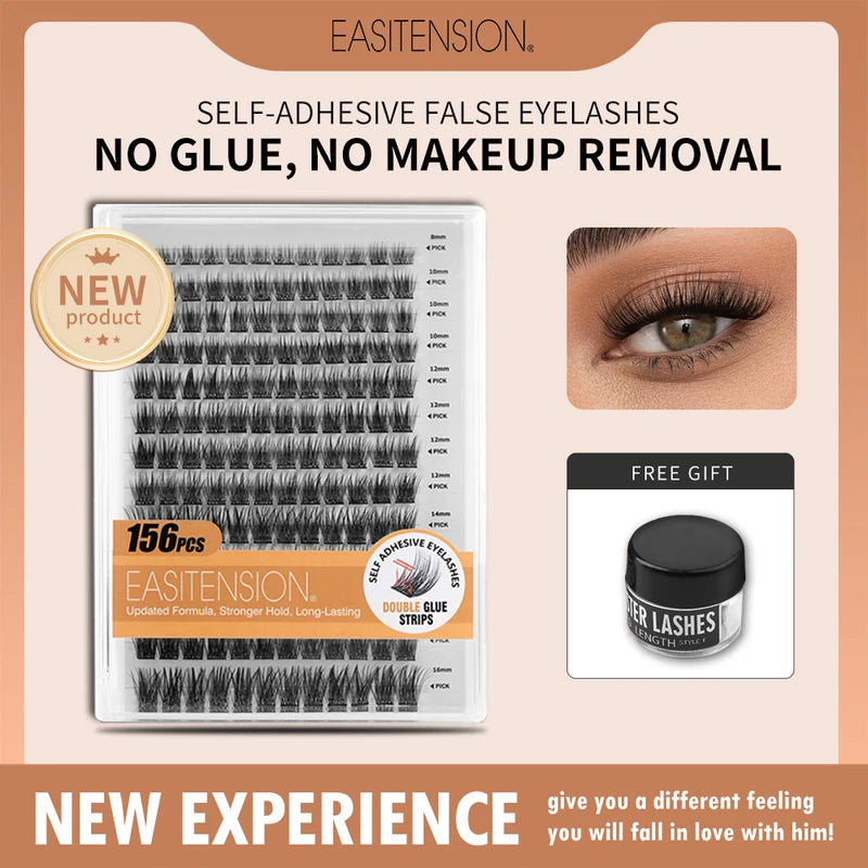 Self-Adhesive False Eyelashes Cluster Lashes Reusable No Glue Needed Diy Extension