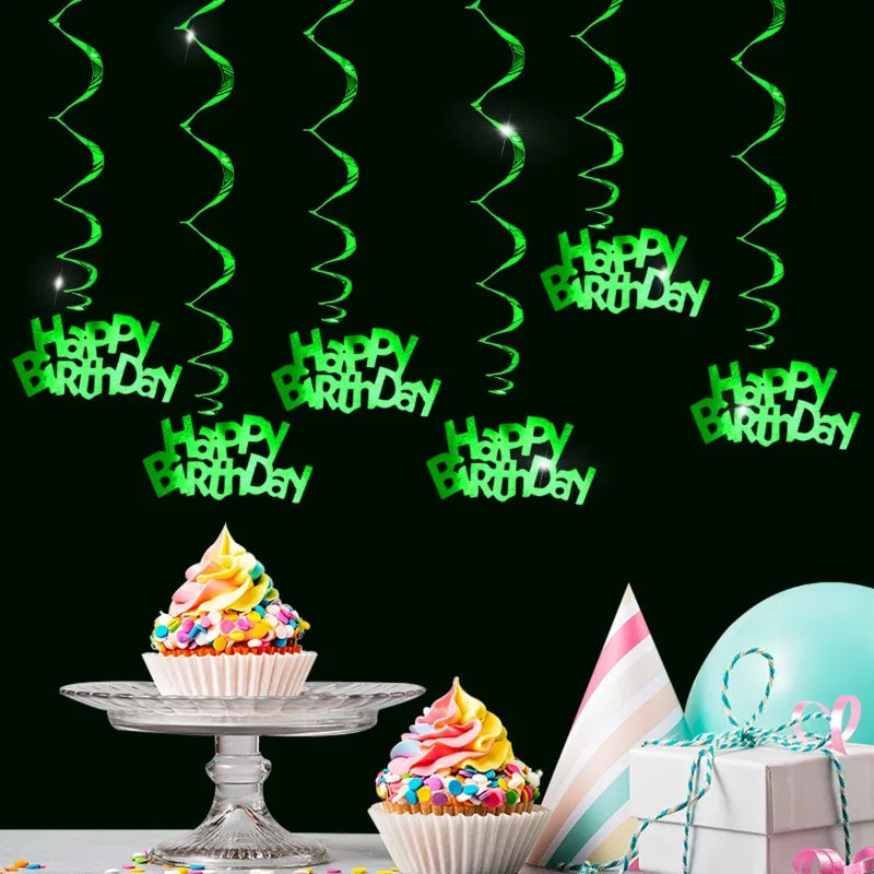 Colorful Happy Birthday Spiral Hanging Decorations Ceiling Streamers Party Supplies
