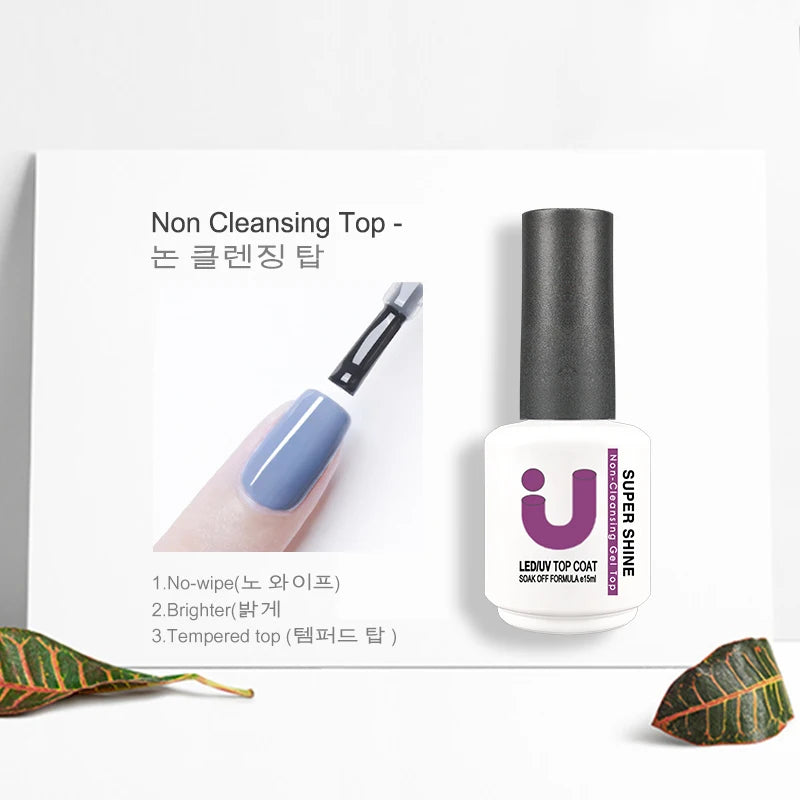 Rubber Base & Top Coat Gel Nail Polish Kit - 15ml Semi-Permanent for Manicure & Gel Varnish