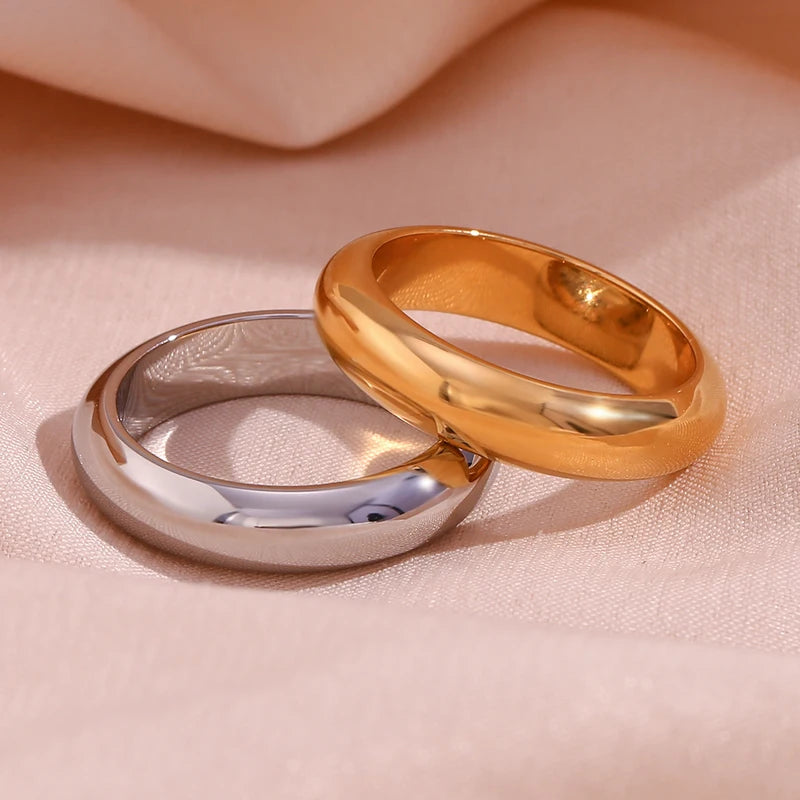 Minimalist Gold Plated Silver Color Stainless Steel Ring for Women - Hypoallergenic & Tarnish-Free