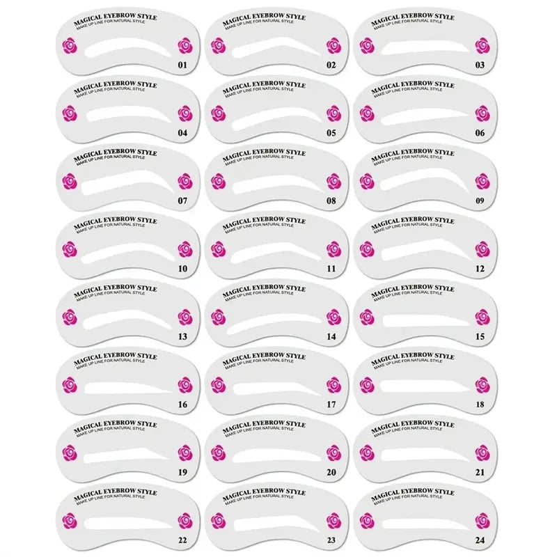 24 Styles Eyebrow Templates Set - Shaping Mold Makeup Tool Kit for Women