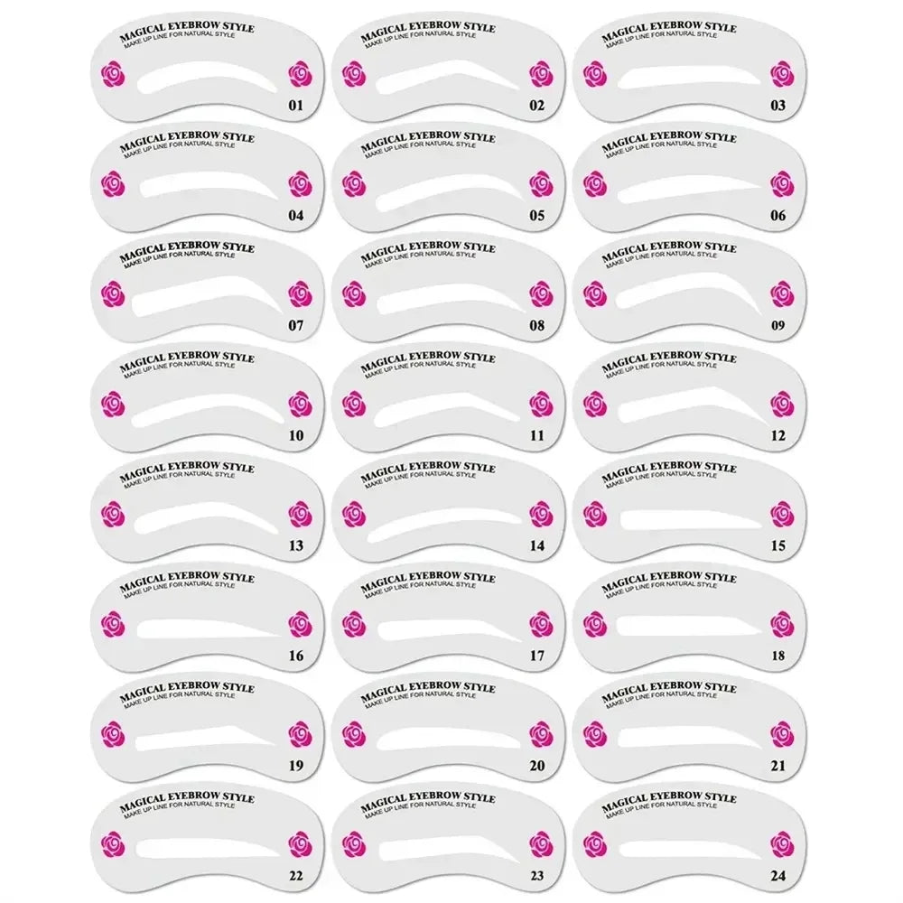 24 Styles Eyebrow Templates Set - Shaping Mold Makeup Tool Kit for Women