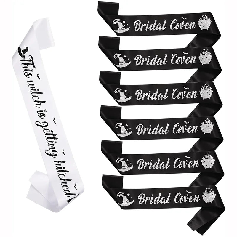 Witch Theme Bachelorette Party Sash Set Halloween Wedding Covent Sashes - 7 Pcs