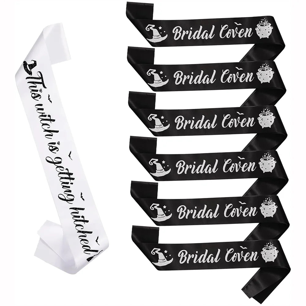 Witch Theme Bachelorette Party Sash Set Halloween Wedding Covent Sashes - 7 Pcs