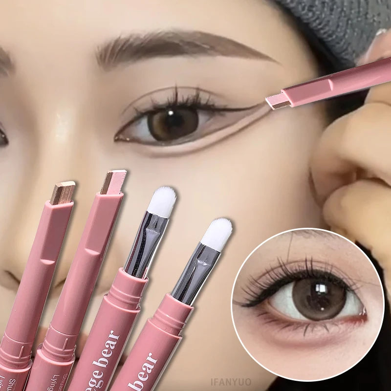 Dual-Tone Matte Highlighting & Contour Pencil for Eye Makeup - Waterproof, Nude Beige & Brown Shades