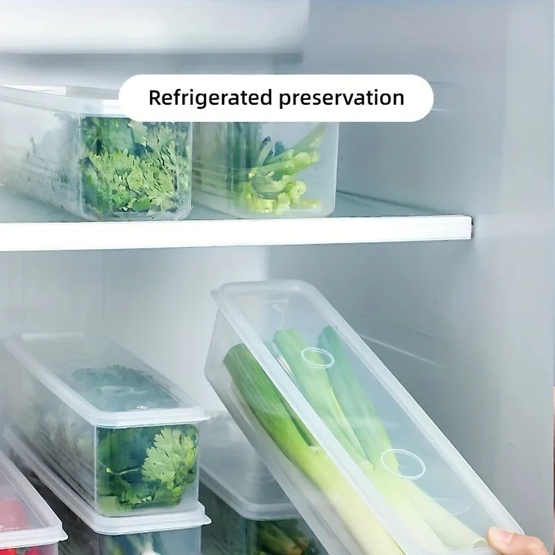 4 Pack Rectangular Food Storage Containers - Reusable Plastic Refrigerator Organizer Boxes