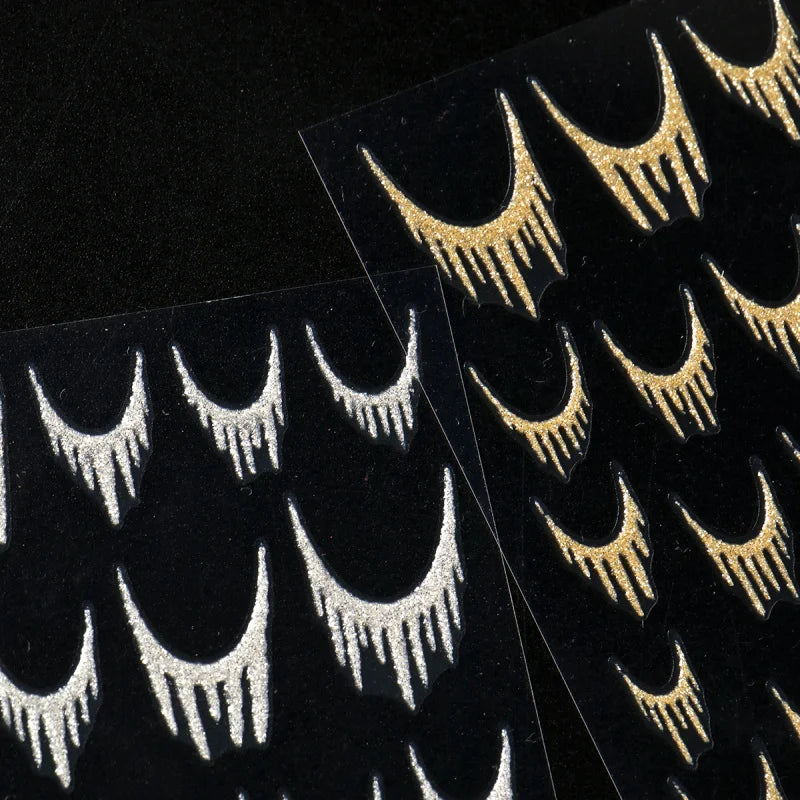 Reflective Glitter French Nail Art Stickers - Gold Silver Geometric Decals for DIY Manicure