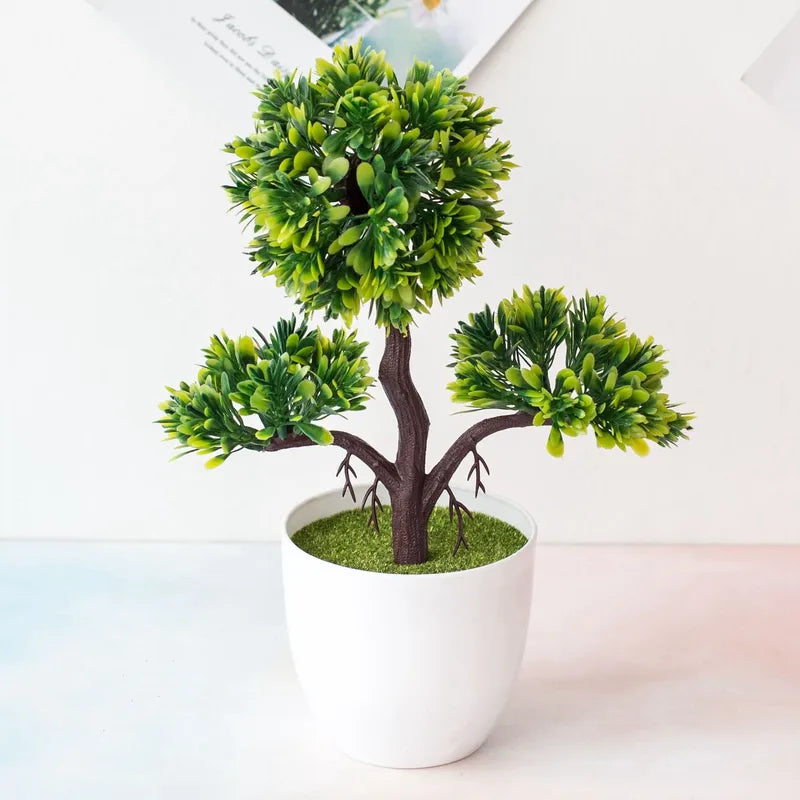 Artificial Bonsai Tree for Home Decor - Small Potted Green Plant, Indoor and Wedding Decoration