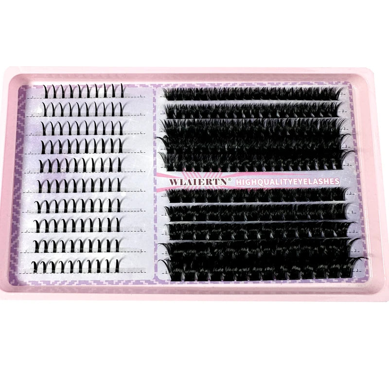 DIY 3D Volume Eyelash Extensions Kit Clusters Spikes Lash Individuals - Black & Red