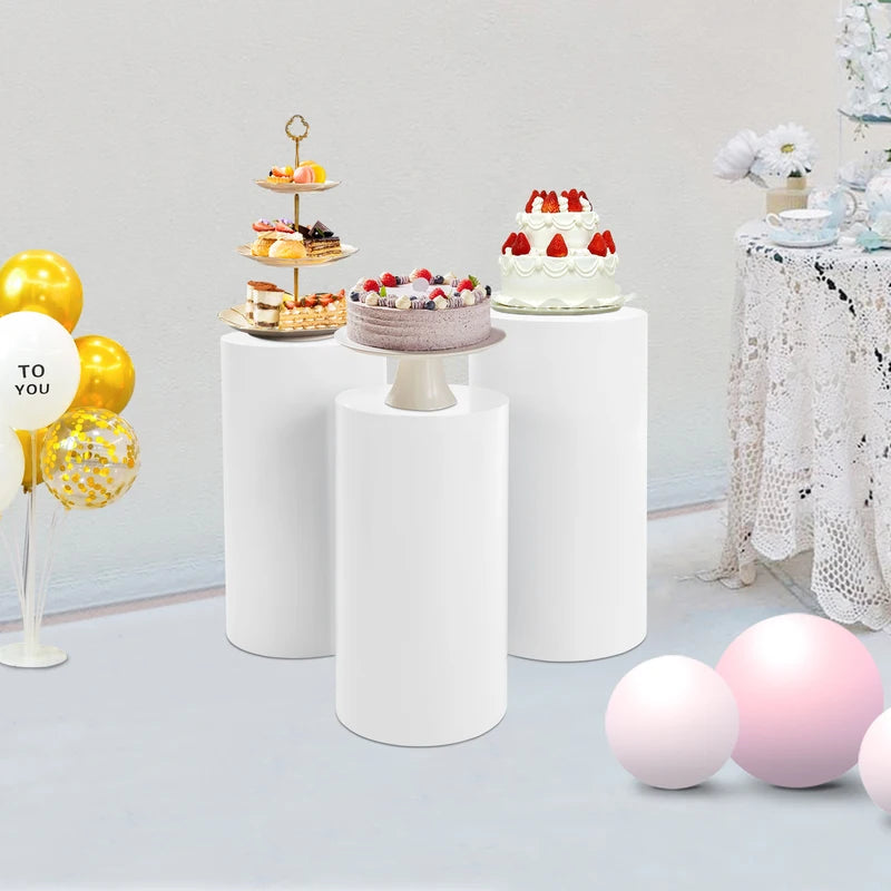 Set of 3 or 5 Round Metal Pedestal Cake Stands for Weddings and Parties