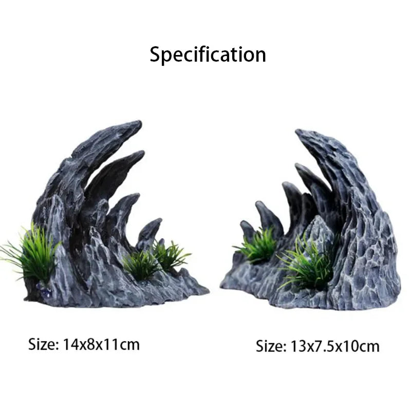 Resin Aquarium Decoration Fish Tank Canyon Ornament Set - 2pcs