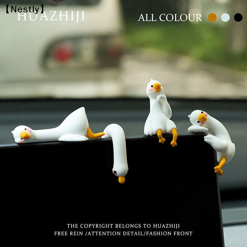 Cute Resin Animal Decor for Desk Car Monitor - 3D Duck Figurine Gift