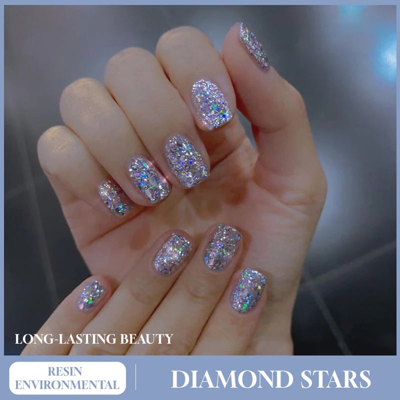 Crystal Glitter Nail Polish 12ML Multi-Color Fine Flash Glitter Gel for Nails