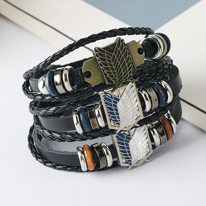 Attack on Titan Investigation Corps Logo Leather Bracelet - Unisex Handpiece