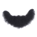Black Afro Kinky Curly Fake Beard & Mustache for Men - Breathable Lace, Thick Facial Makeup