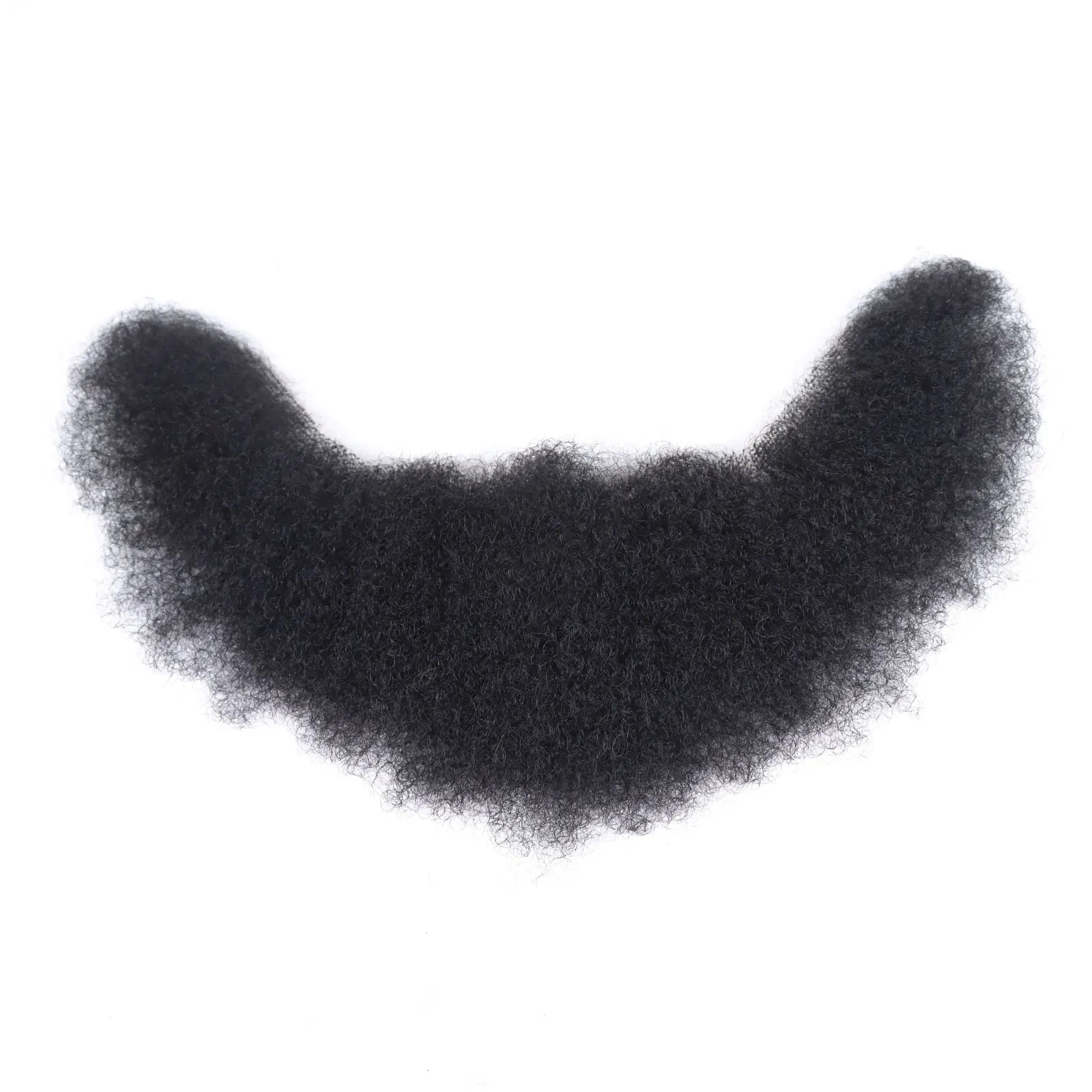 Black Afro Kinky Curly Fake Beard & Mustache for Men - Breathable Lace, Thick Facial Makeup