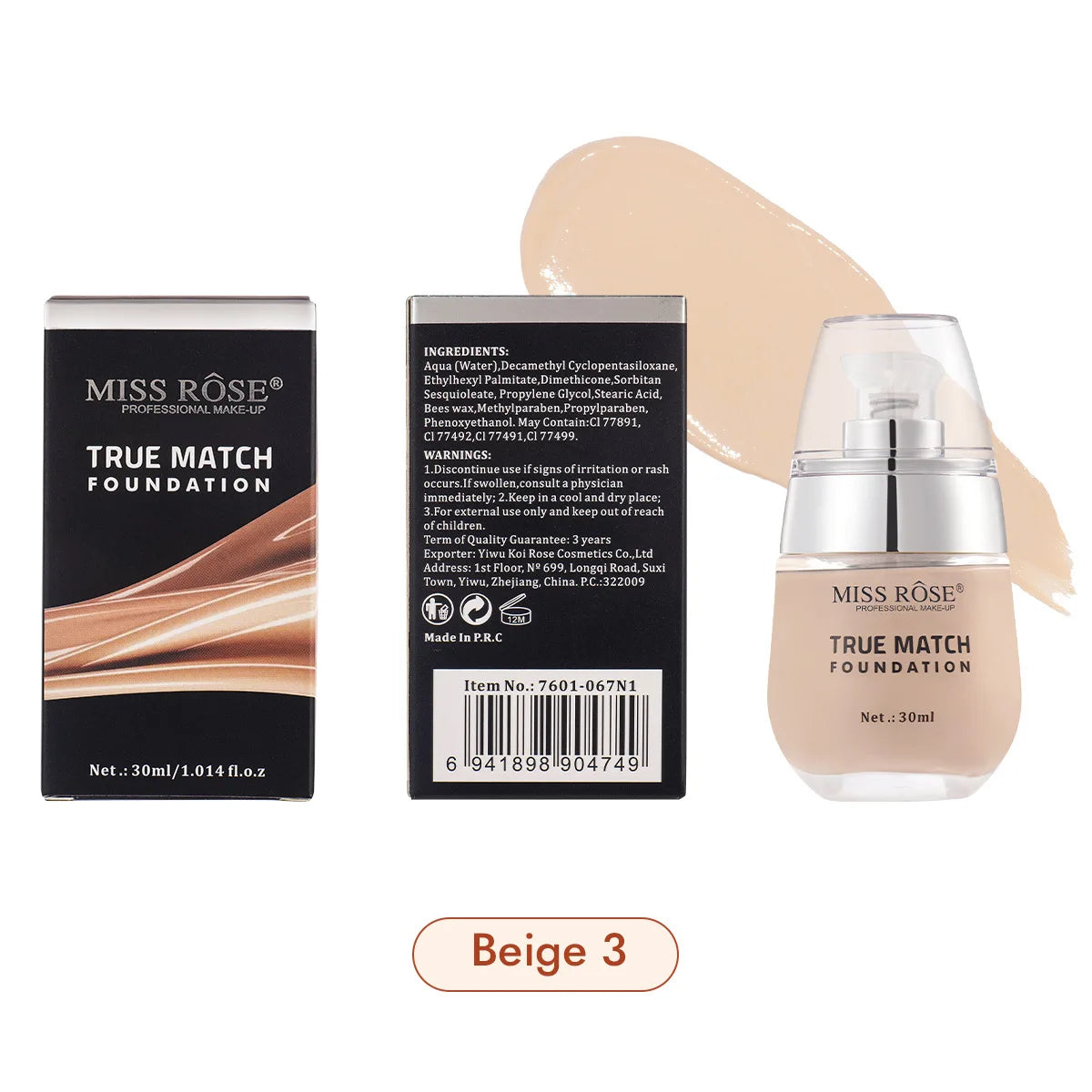 Liquid Foundation 30ml Sweatproof Natural Nude Makeup Base for Daily Face