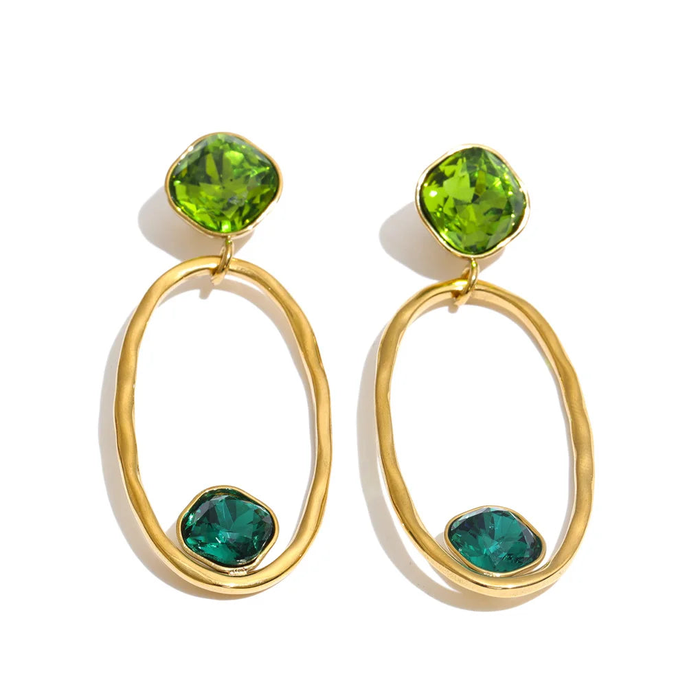 Stainless Steel Drop Earrings with Crystal Drops - Dainty Nightout Jewelry