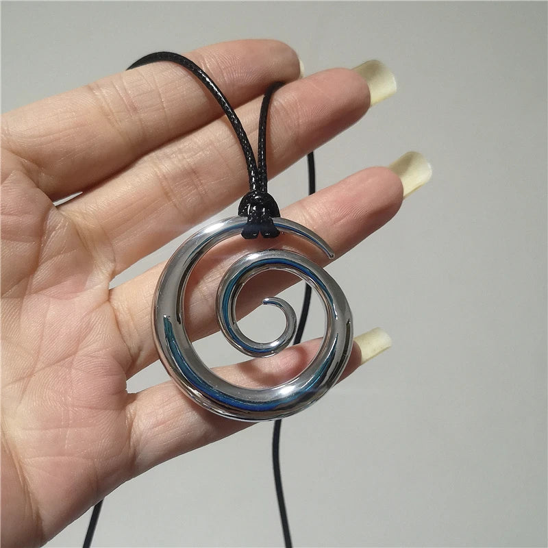 Adjustable Metal Spiral Vortex Necklace with Flower Pendant for Women Jewelry