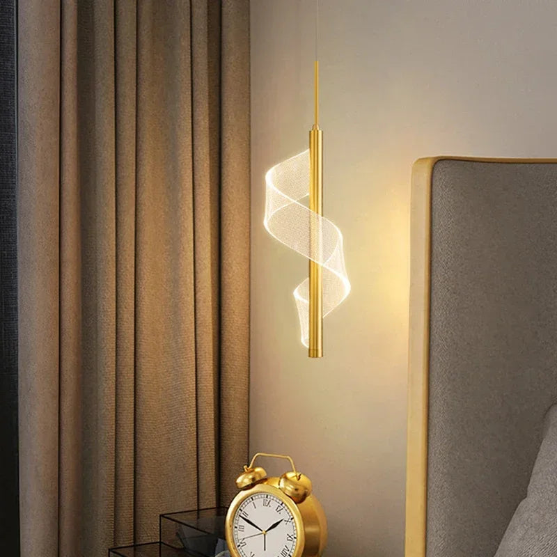 Modern LED Acrylic Wall Lamp Pendant Light Creative Spiral Indoor Lighting for Bedroom & Home Decor