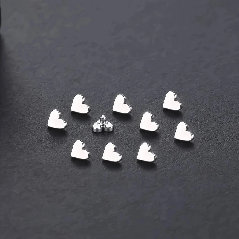 2pcs Stainless Steel Body Piercing Jewelry Star Heart Moon Lip & Nose Studs