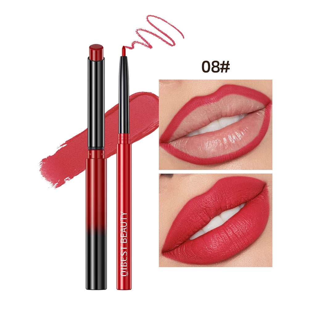Waterproof Long Lasting Lipstick and Lip Liner Set - Matte, Nude & Red Shades