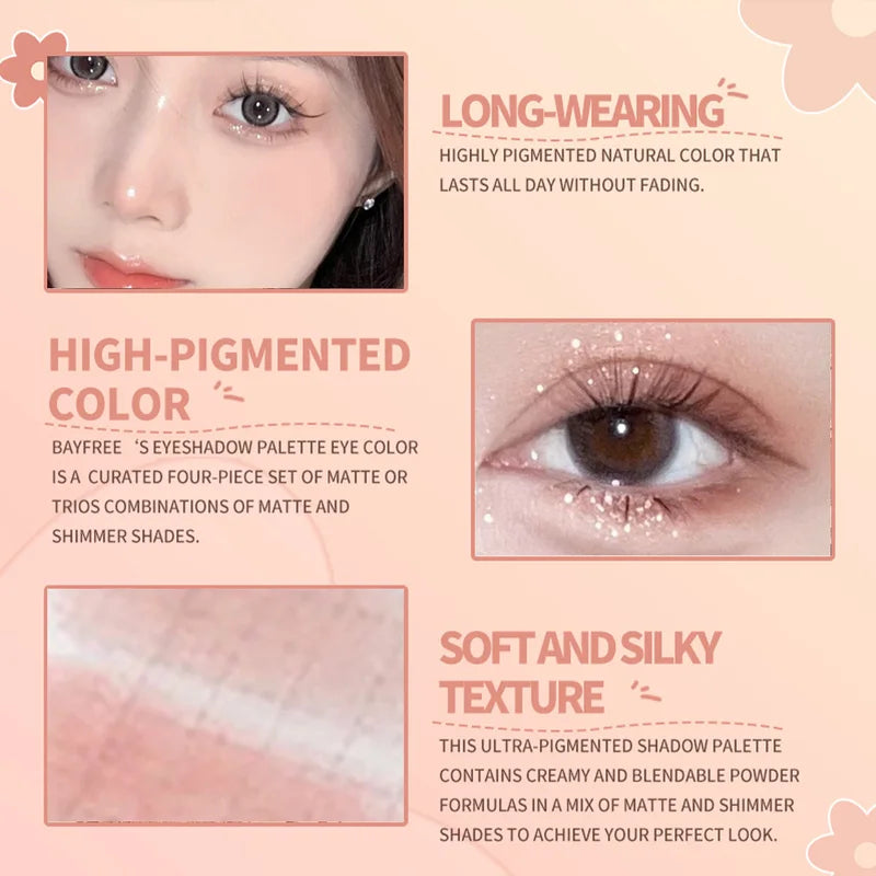 Long-Lasting Eyeshadow & Contour Palette with Matte, Pearlescent & Earth Tones