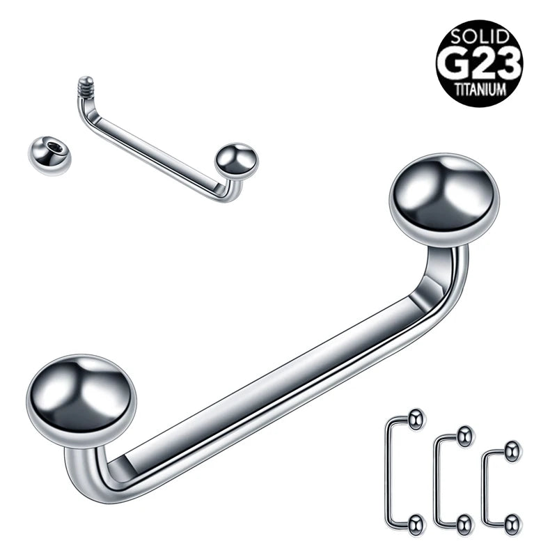 Titanium External & Internal Thread Surface Bar Piercing Jewelry 16G 14G