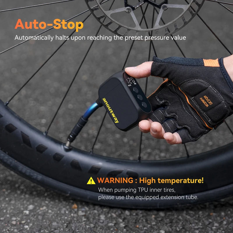Mini Electric Bike Pump Cordless Tire Inflator 120 PSI Fast Charging Portable