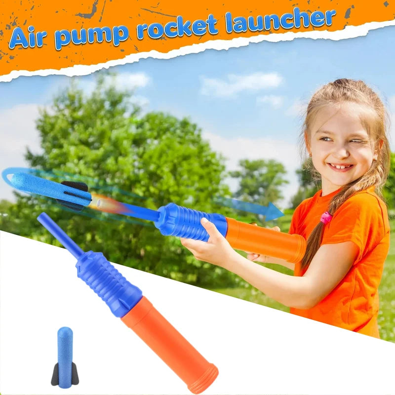 Kids Outdoor Foam Rocket Launcher Toy Set - Hand-Propelled Summer Garden Game