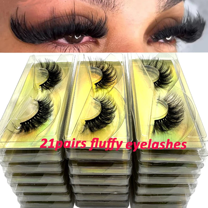 21 Pairs 3D Mink False Eyelashes Fluffy Dramatic Makeup Lashes - Cruelty-Free