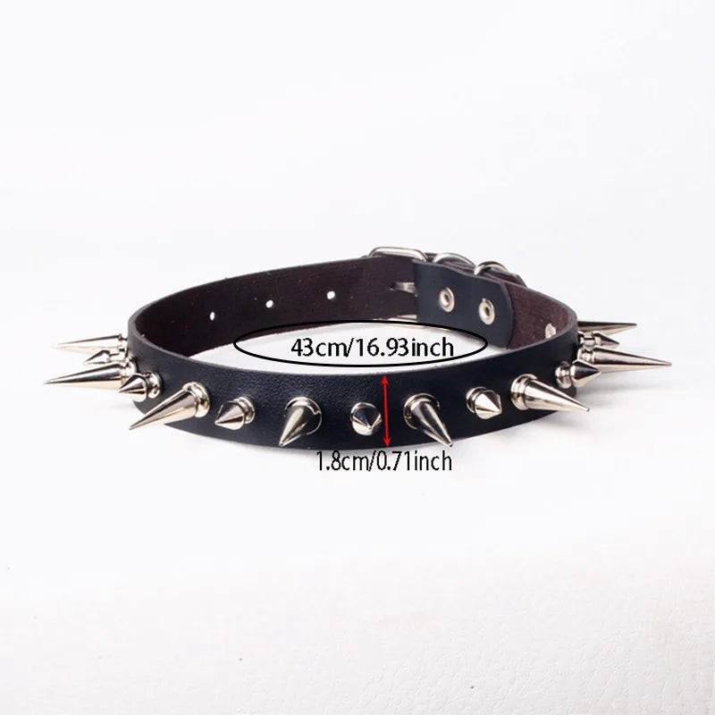 Gothic Punk Rivet Choker Necklace Y2K Style for Men Women - Holiday Gift