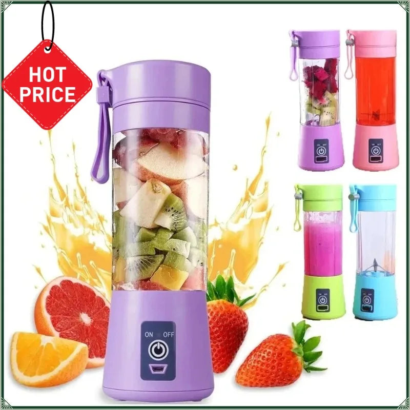 Portable Juicer Blender with Stainless Steel Cutter - Rechargeable Mini Fruit & Milkshake Mixer